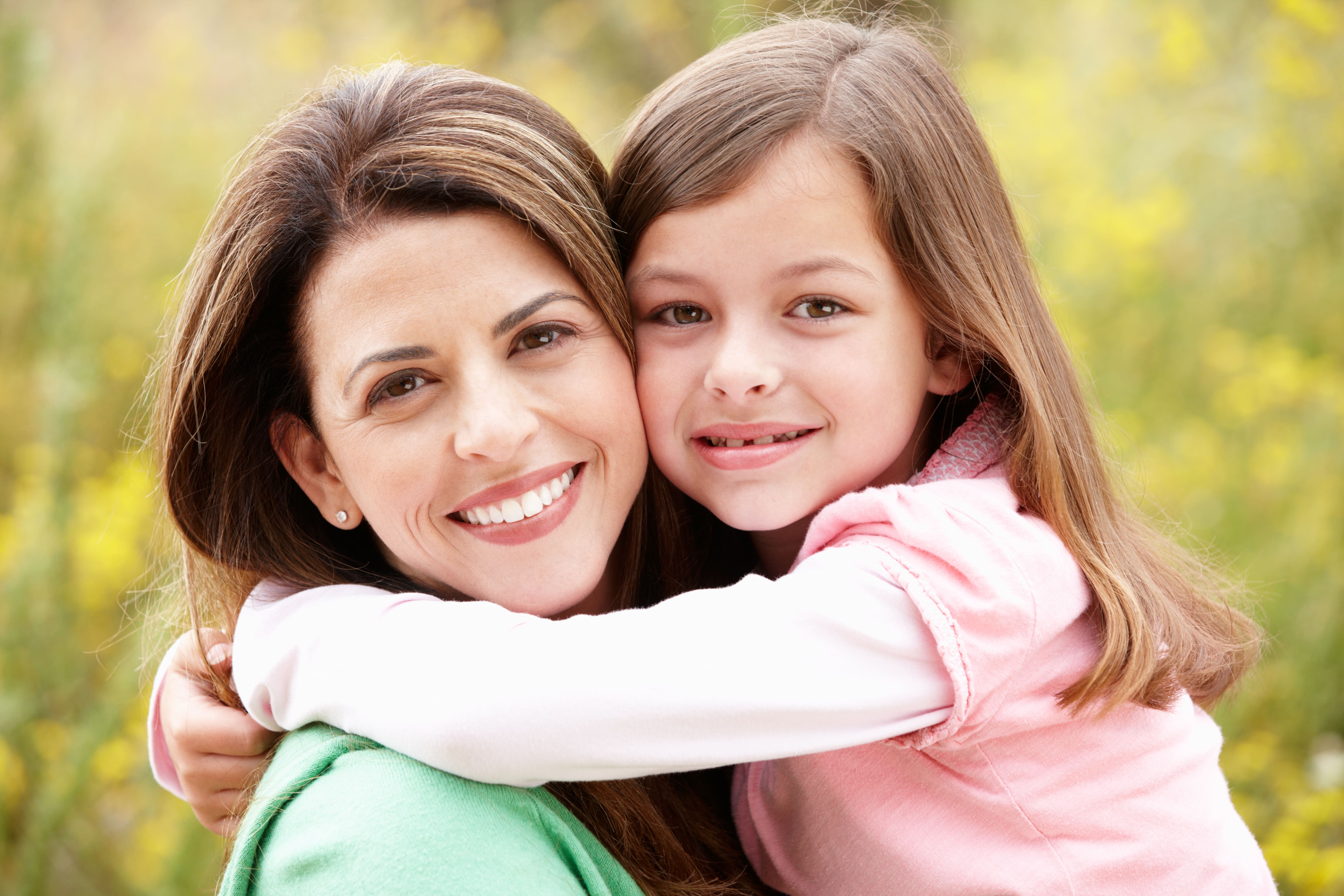 Smiling Mother with Daughter